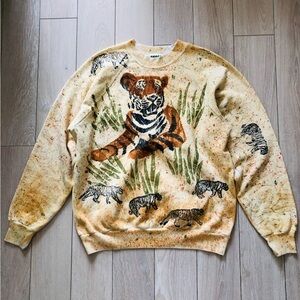 Vintage 90’s TIGER AOP Deep Sea T’s Sweatshirt Adult Unisex Large Made in USA